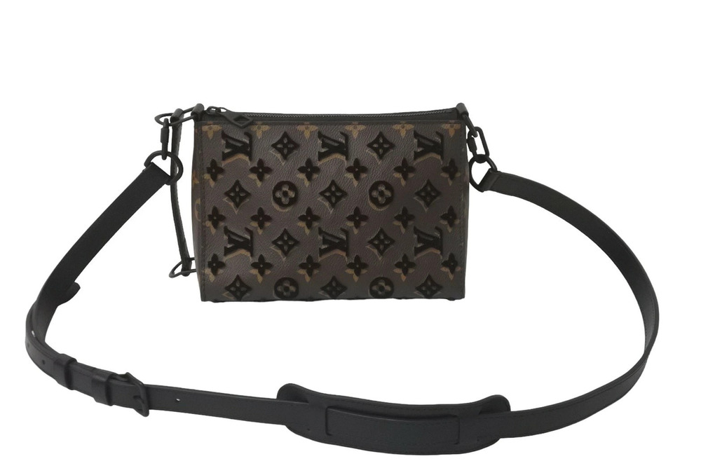 Louis Vuitton shoulder bag Triangle Messenger Monogram Tuftage Brown Black